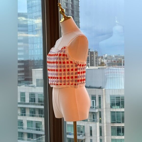 🆕 FARM Rio 🧿 NWOT Patchwork Checkerboard Crochet Crop Top - Sz M - Picture 6 of 13